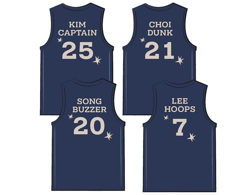 Uniforms on the bench - Captain 25, Dink 21, Buzzer 20, Neunggu 7